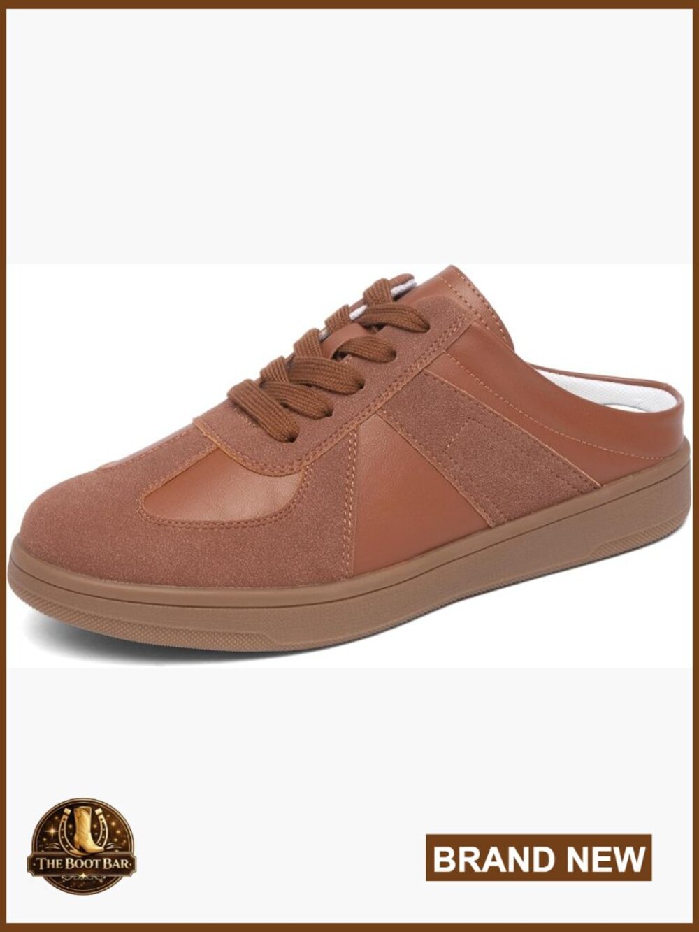 Vintage Suede Mule Sneakers No Heel Slip On Lace Up Walking Shoes